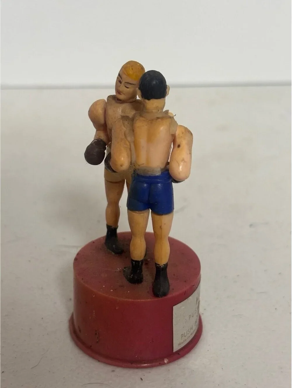 Vintage Kohner Bros Hit N Miss Push Button Puppet Boxing Boxer Hong Kong Sticker